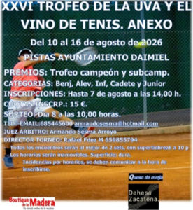 XXVI TORNEO BENJ., ALEVÍN, INF., CAD., Y JUNIOR DE LA UVA Y EL VINO EN DAIMIEL